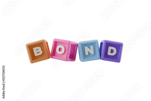 Fototapeta Naklejka Na Ścianę i Meble -  3d play cubes spelling the word bond, transparent background