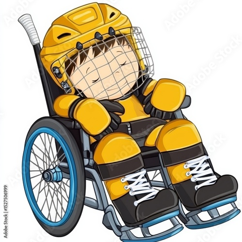 Exciting wheelchair ice hockey event indoor arena digital illustration sports environment engaging viewpoint