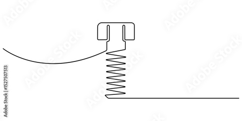 Screw continuous one line drawing, Screw, nail, bolt one line art. Continuous line drawing of repair, professional, hand, people, concept, support, maintenance, Bolt continuous one line drawing vector