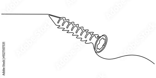 Screw continuous one line drawing, Screw, nail, bolt one line art. Continuous line drawing of repair, professional, hand, people, concept, support, maintenance, Bolt continuous one line drawing vector
