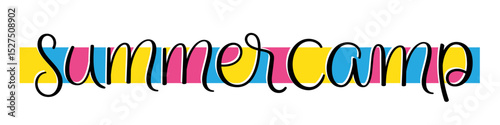 SUMMER CAMP colorful vector brush lettering banner