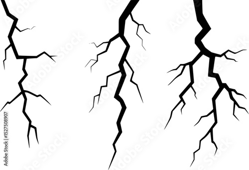 Black crack vector design on white background for graphic elements