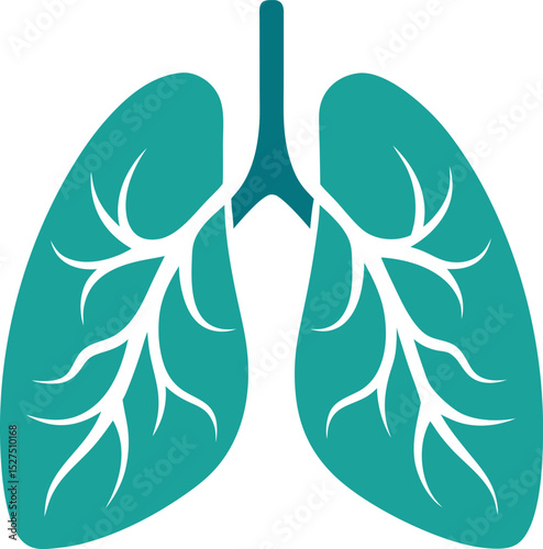 Teal lungs silhouette icon isolated on white background