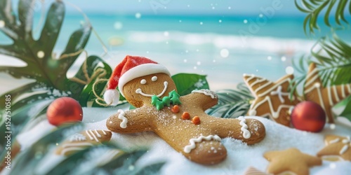 Christmas Gingerbread Cookies on the Beach photo