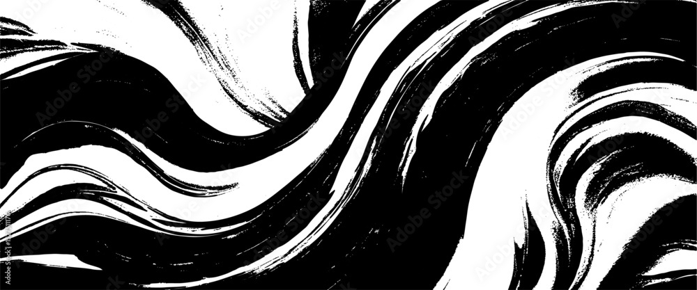 Obraz premium Vector black and white background with a brush stroke on white background