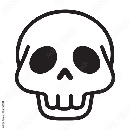 Simple illustration of a cartoon skull with black outline for halloween or similar designs