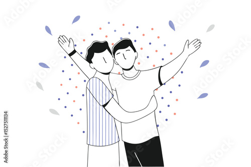 A heartwarming illustration depicting two male figures embracing in a friendly hug symbolizing brotherhood and close friendship