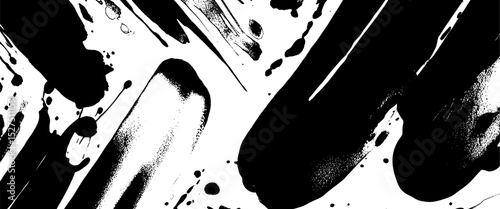 Vector black and white background with a brush stroke on white background