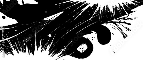 Vector black and white background with a brush stroke on white background