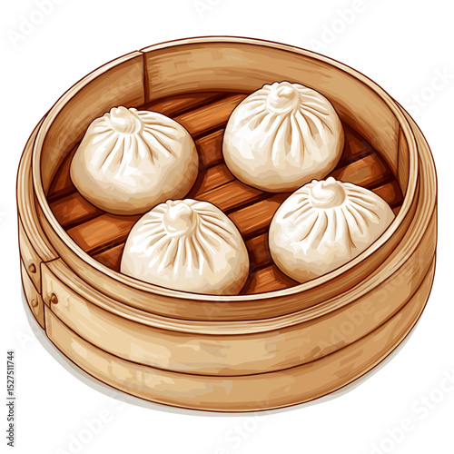 Cha Siu Bao Chinese Barbecue Pork Buns in Steamer
