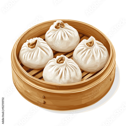 Cha Siu Bao Chinese Barbecue Pork Buns in Steamer