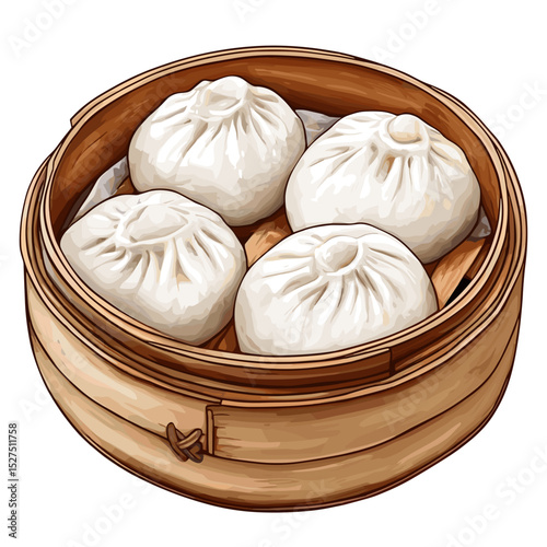 Cha Siu Bao Chinese Barbecue Pork Buns in Steamer