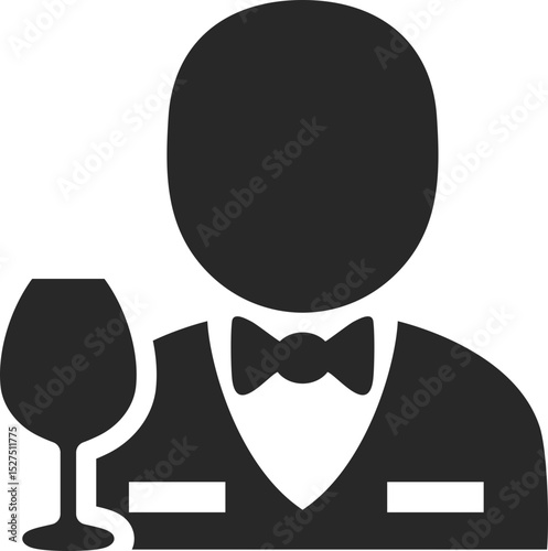 Waiter solid icon used in hospitality, wine service, and fine dining design concepts.