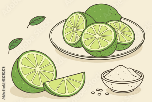 Fresh limes salt and pepper a zesty illustration