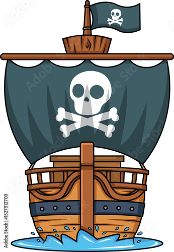 Front View Of A Pirate Ship Vector Image
