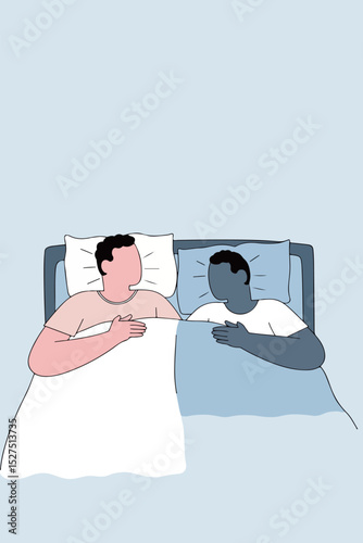 Two Men Sleeping in Bed