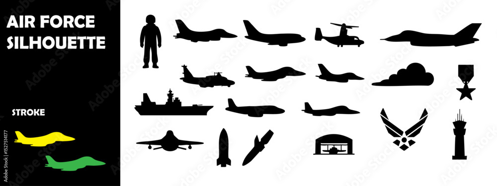 Obraz premium Air Force Silhouette Vector Set