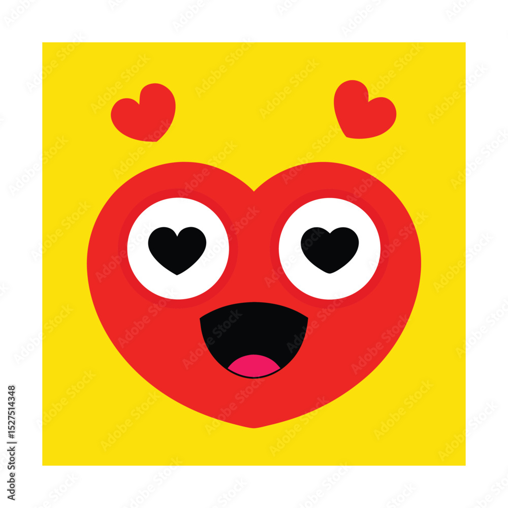 Fototapeta premium Loving Emoticon with Heart Eyes and Floating Hearts