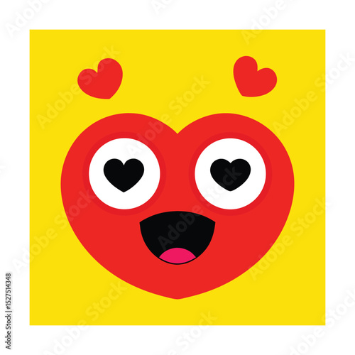 Loving Emoticon with Heart Eyes and Floating Hearts