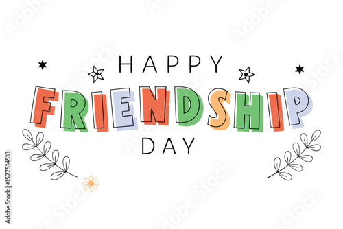 Colorful happy friendship day design featuring text letters and a sunny theme