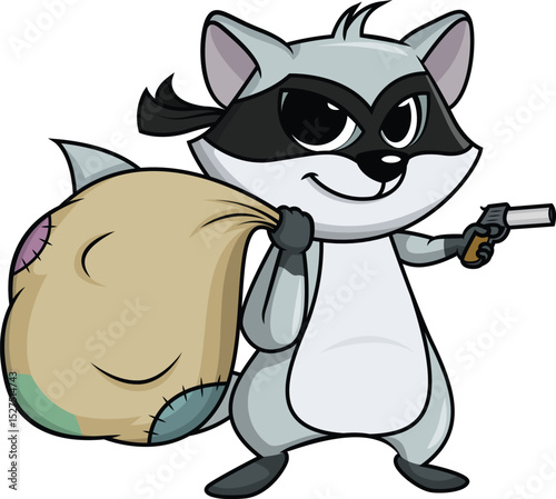 Criminal Raccoon Holding Pistol Vector Image