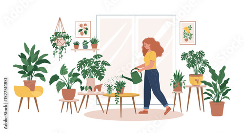 woman watering plants