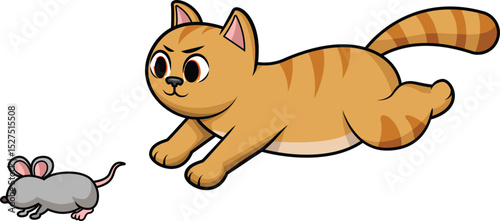 Cat Chasing Mouse Vector Image
