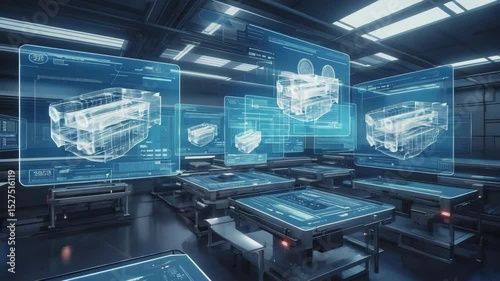 Wallpaper Mural Futuristic Research and Development Lab with Holographic Displays of Engine Schematics Torontodigital.ca