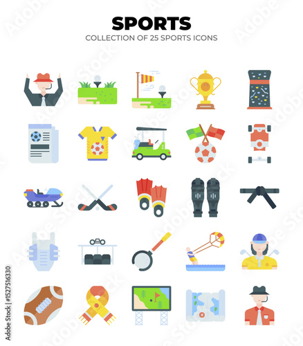 Collection of 25 Sports Icons. Flat Design