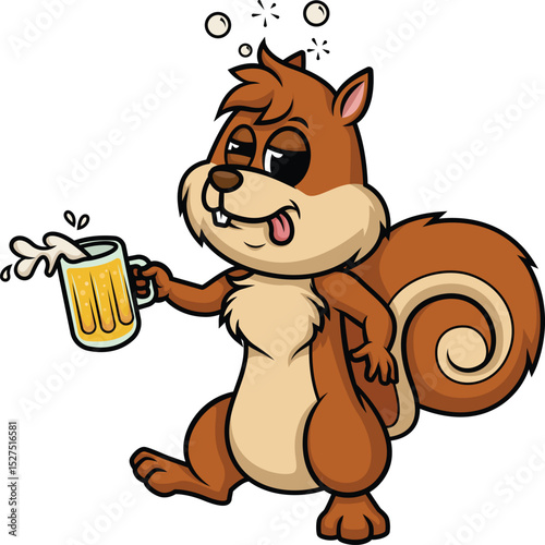 Drunk Squirrel Character Vector Image
