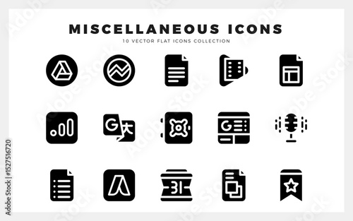 15 Social Media (Google) Glyph icons pack. vector illustration.