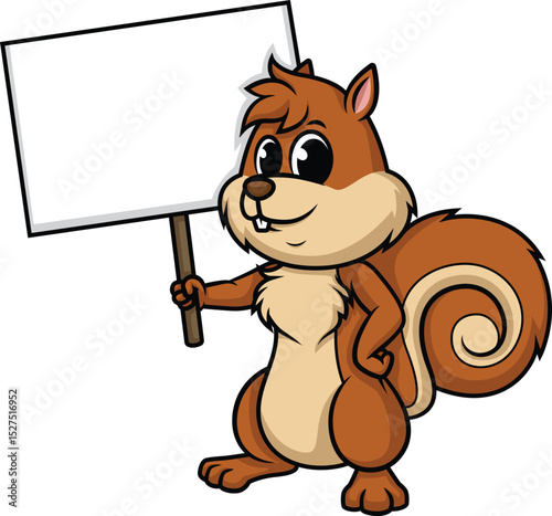 Squirrel Holding Empty Sign Vector Image