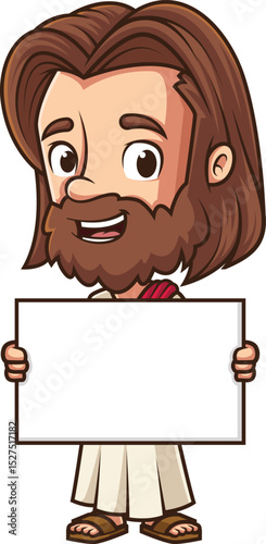 Jesus Holding Blank Sign Vector Image