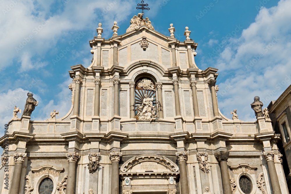 Fototapeta premium Cathedral di Sant'Agata on Piazza Duomo in Catania city in Sicily. Italy. Europe. 