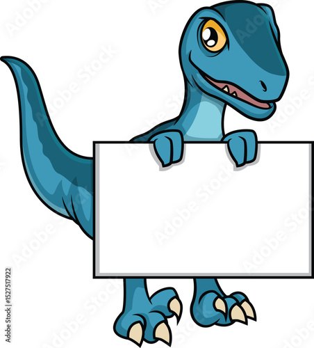 Dinosaur Holding Blank Sign Vector Image