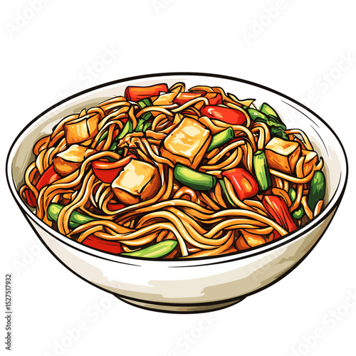 Chow Mein Stir-Fried Noodles with Vegetables and Tofu