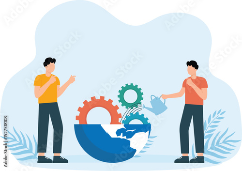 World economics or global and international financial treatment, fix inflation or help and support other countries to recover from crisis, fixing the world concept
