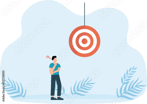 Dream big aim high and ambition and challenge to success in business, motivation to achieve big goal or target, career development hold dart aim high at target on the cloud
