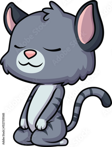 Cat Character Meditating Vector Image