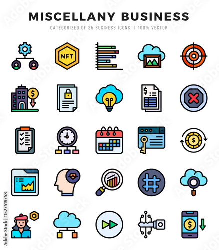 Simple Set of Miscellany Business Related Vector Lineal Color Icons.