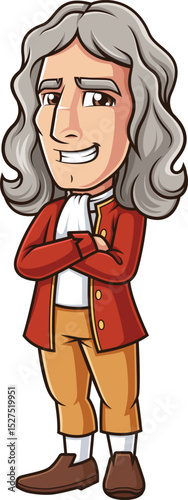 Isaac Newton With Arms Crossed Vector Image