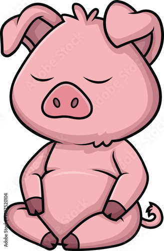 Pig Character Meditating Vector Image