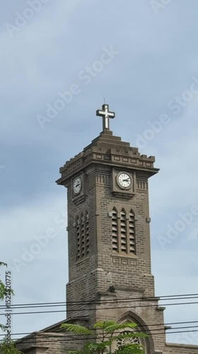 Vietnam, Nha Trang - 02.05.2025 - Mountain Church. Catholic cathedral, French heritage. Religious statues Virgin Mary, Statue of the Mother of God. Holy face of the Virgin Mary. Catholic Christmas in 