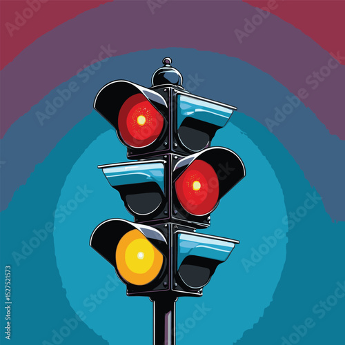 comic book style traffic light illustration