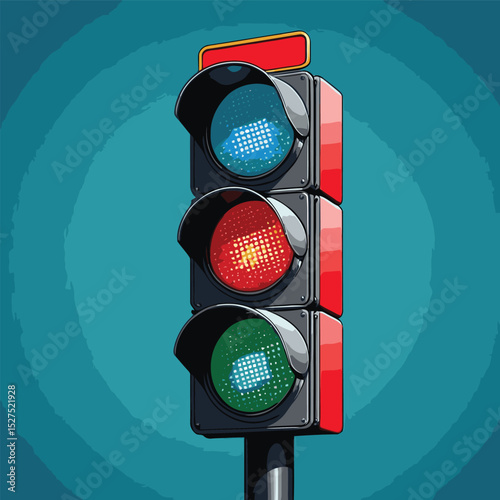 comic book style traffic light illustration