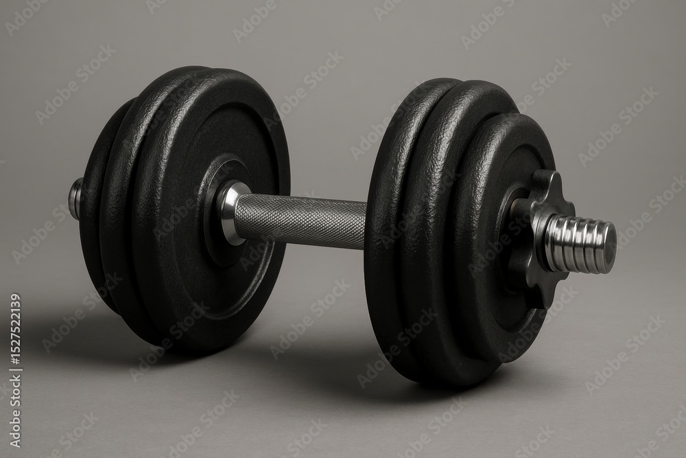 Naklejka premium Lifting Dumbbell with Metal Handle and Weight Plates