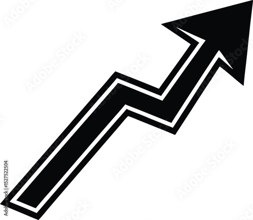Black and white arrow pointing upward signifying progress and growth direction