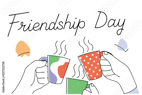 Colorful illustration of hands gently holding steaming coffee mugs a warm inviting design