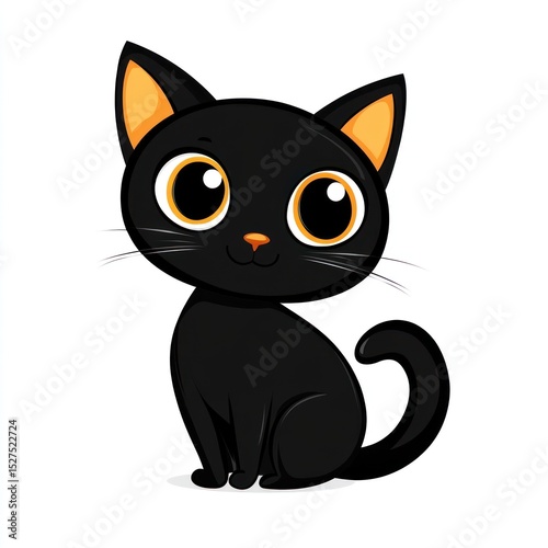 Cute black cat with large orange eyes