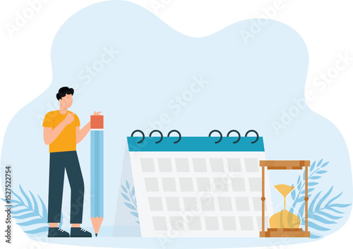 Schedule planning for work and tasks, filling check list and making schedule using calendar. Business and organization concept
